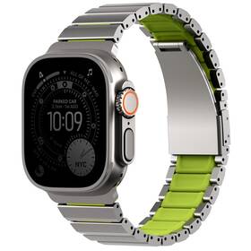 Řemínek Uniq Strova Flex na Apple Watch 49/46/45/44 mm stříbrný/zelený

