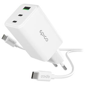Nabíječka do sítě Epico UltraBoost GaN 65W 1x USB-A/2x USB-C + kabel bílá

