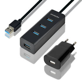USB Hub Axagon USB / 4 USB 3.0, adaptér, 1,2 m černý

