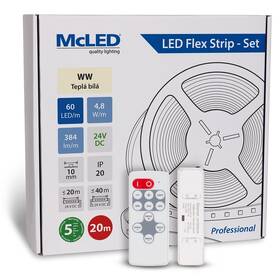 LED pásek McLED s ovládáním Nano - sada 20 m - Professional, 60 LED/m, WW, 384 lm/m, vodič 3 m 

