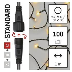 Spojovací řetěz EMOS 100 LED Standard - záclona, 1x2 m, venkovní, teplá bílá, časovač 

