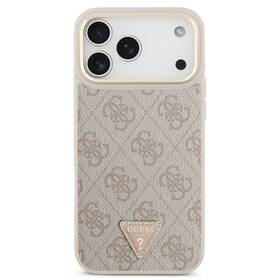 Kryt na mobil Guess 4G Strass Triangle Logo Gold Frame MagSafe na Apple iPhone 18 Pro růžový

