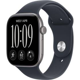 Chytré hodinky Apple GPS + Cellular 46 mm vesmírně šedý hliník, námořnicky modrý sportovní řemínek - S/M 

