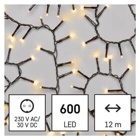 Vánoční osvětlení EMOS 600 LED řetěz - ježek, 12 m, venkovní i vnitřní, teplá bílá, časovač 

