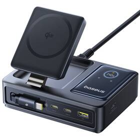 Bezdrátová nabíječka Baseus Nomos 5v1 Qi2 140W černá barva
