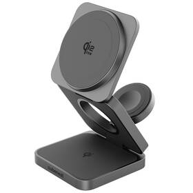 Bezdrátová nabíječka Cubenest SQ312S Pro 3v1, Qi2.2 pro Samsung šedá

