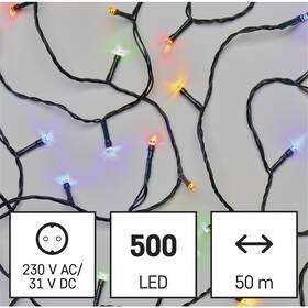 LED řetěz EMOS 500LED řetěz, 50 m, venkovní i vnitřní, multicolor, programy, časovač 

