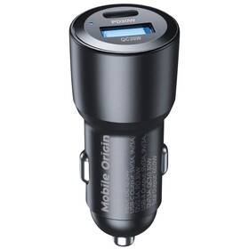 Adaptér do auta Mobile Origin 1x USB-A/1x USB-C 60W černý

