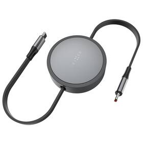 Kabel FIXED navíjecí USB-C/USB-C, 1 m, PD 100W, 480Mbps šedý

