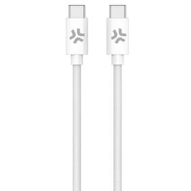 Kabel Celly USB-C/USB-C, opletený (bavlněný), 60 W, 1,5 m bílý

