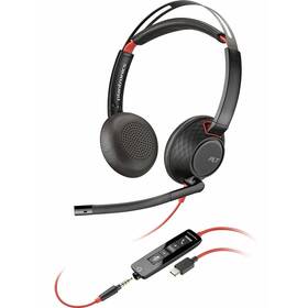 Headset HP Poly Blackwire 5220 USB C + 3,5 mm jack + USB-C/A adaptér černý

