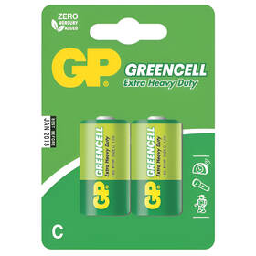 Baterie zinkochloridová GP Greencell C, R14, blistr 2ks 


