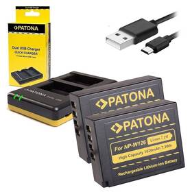 Nabíječka PATONA Dual Quick pro Fuji NP-W126 + 2x baterie 1020mAh USB 

