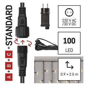 Spojovací řetěz EMOS 100 LED Základní sada Standard – rampouchy, 2,5 m, venkovní, teplá bílá, časovač 

