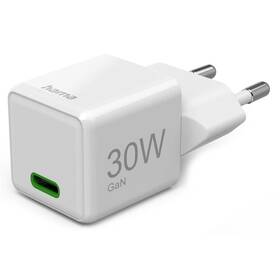 Nabíječka do sítě Hama Super-Mini USB-C PD/QC 30 W bílá


