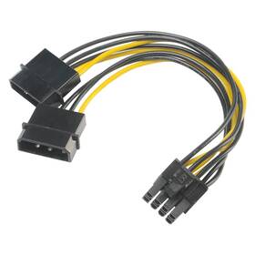 Adaptér AKASA 2x 4P Molex male na 6+2P PCIe female černý

