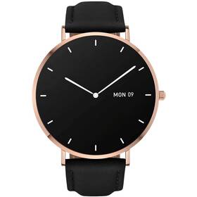 Chytré hodinky Garett Verona - zlaté s černým koženým řemínkem 
