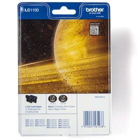Inkoustová náplň Brother LC-1100BK, 2x450 stran, 2-pack černá

