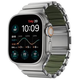 Řemínek NOMAD Stratos FKM na Apple Watch 45/46/49mm, titanový stříbrný/zelený

