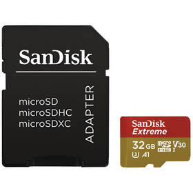  Paměťová karta SANDISK Micro SDHC Extreme 32GB UHS-I U3 (100R/60W) + adaptér