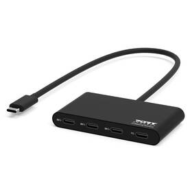 USB Hub PORT CONNECT USB-C, 3x USB-C 3.1 + 1x USB-C 100W PD černý

