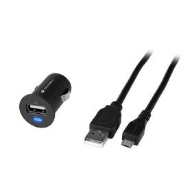 Adaptér do auta GoGEN CH 12 C, 1x USB, 5 W + microUSB kabel 1,2m černá

