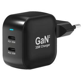 Nabíječka do sítě PORT CONNECT GaN2 35W, 2x USB-C PD černý

