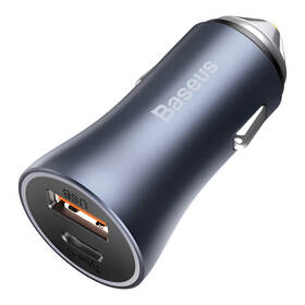 Adaptér do auta Baseus Golden Contactor Pro Dual, USB-C, USB, 40W šedý

