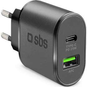 Nabíječka do sítě SBS USB-A/USB-C 25W černá

