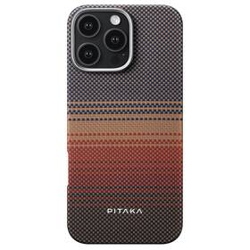Kryt na mobil Pitaka Tactile Woven Sunset na Apple iPhone 16 Pro Max černý/oranžový

