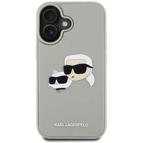 Kryt na mobil Karl Lagerfeld 3D Rubber Double Heads na Apple iPhone 16 béžová barva
