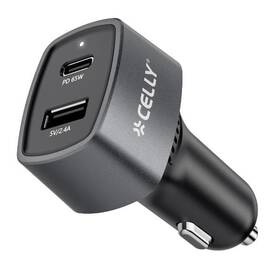 Adaptér do auta Celly USB-C/USB-A, 65 W černý

