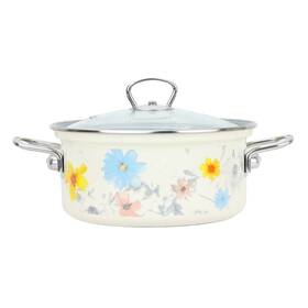 Kastrol s poklicí Belis 20 cm, 2,6 l, smalt krémová barva
