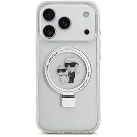 Kryt na mobil Karl Lagerfeld Ringstand Karl and Choupette MagSafe na Apple iPhone 17 Pro bílý

