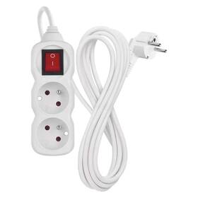 Kabel prodlužovací EMOS 2 x zásuvka, vypínač, 3m bílý

