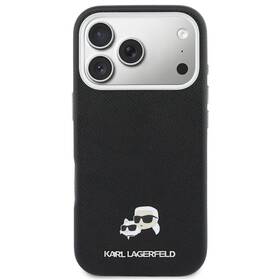 Kryt na mobil Karl Lagerfeld PU Karl and Choupette Heads Pins MagSafe na Apple iPhone 17 Pro černý

