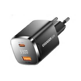 Nabíječka do sítě Essager 33W, GaN, USB-C, USB-A černá

