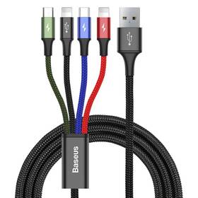 Kabel Baseus 4v1, USB/ USB-C, 2x Lightning, Micro USB, 1,2m černá barva
