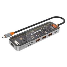 Dokovací stanice Canyon DS-13 7v1, PD 100W šedá

