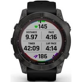 Chytré hodinky Garmin fenix 7X Sapphire Solar - Titan Carbon Gray/Black Silicone Band (010-02541-11)