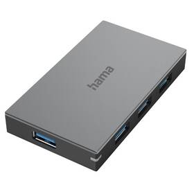 USB Hub Hama 200115, USB 3.0, 4x USB šedý

