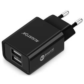 Nabíječka do sítě Aligator 2,4A, 2xUSB, smart IC černá


