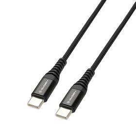 Kabel GoGEN USB-C / USB-C, 1m, opletený černá barva
