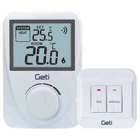 Termostat Geti GRT02, bezdrátový bílý

