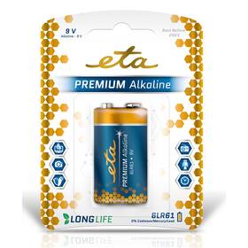 Baterie alkalická ETA ALKALINE 9V, 6LR61, blistr 1ks 

