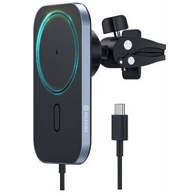 Držák na mobil Swissten MagSafe do ventilace s bezdrátovou nabíječkou 15 W černý

