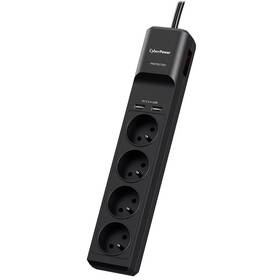 Přepěťová ochrana CyberPower Surge Buster 4 zásuvky, 2xUSB, 1.8m černá

