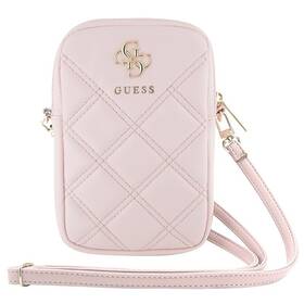 Taštička přes rameno Guess PU Quilted 4G Metal Logo růžová

