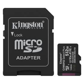 Paměťová karta Kingston Canvas Select Plus MicroSDXC 512GB UHS-I U3 (R150/W30) + adaptér černá

