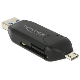 Čtečka paměťových karet DeLock Micro USB, USB 3.0, OTG, SD/micro SD černá

